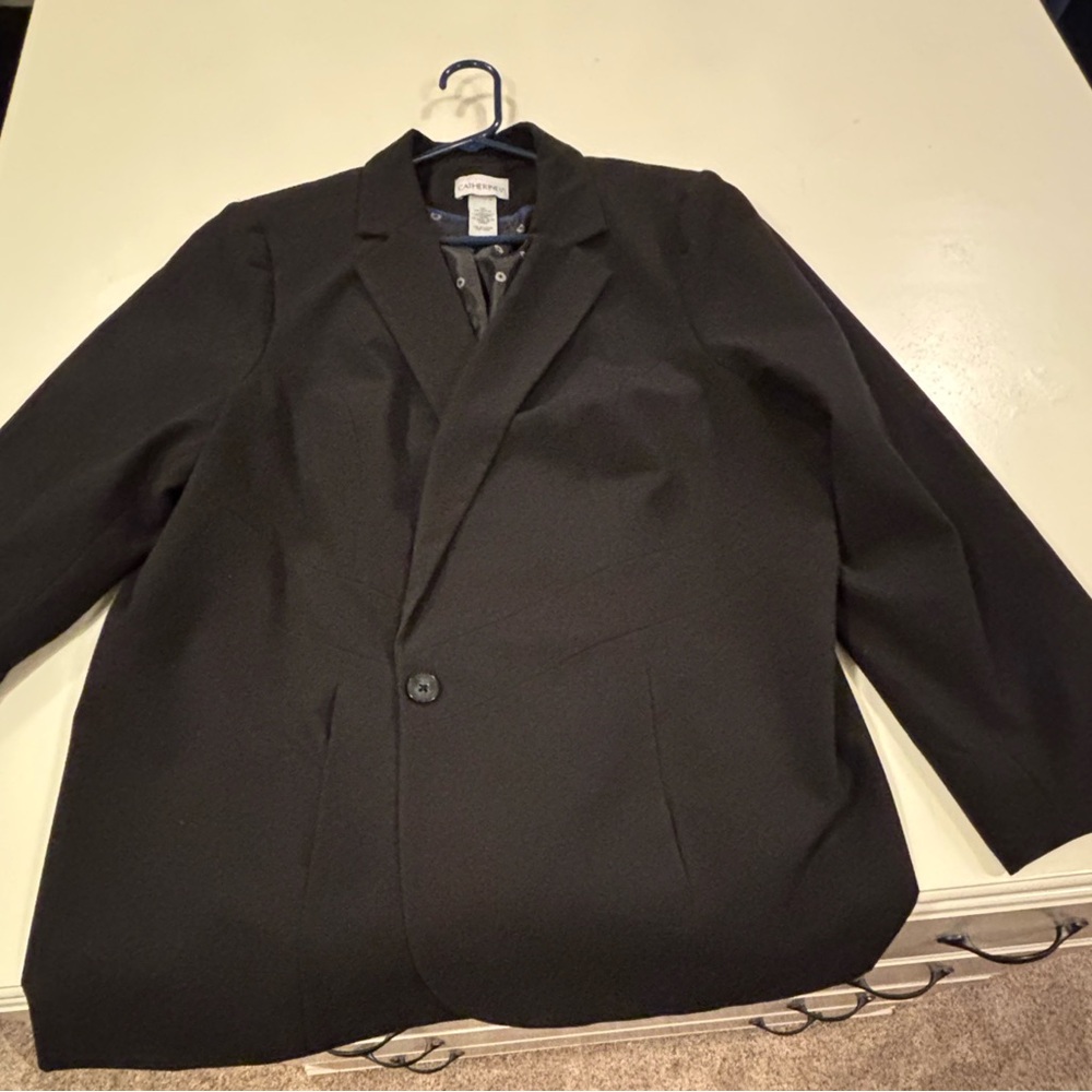 Catherine’s Lined Women’s Plus Size Black Blazer Suit Jacket 1X 18/20W +Pockets - Picture 2 of 11